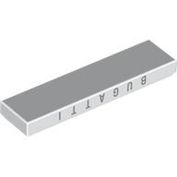LEGO part 2431pr0227 Tile 1 x 4 with Silver 'BUGATTI' print in White