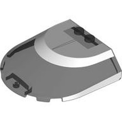 LEGO part 3383pr0002 Windscreen 6 x 6 x 1 1/3 with White Frame print in Trans-Black