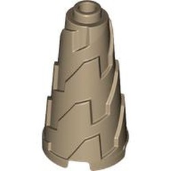 LEGO part 28598 Cone 2 x 2 x 3 Jagged in Sand Yellow/ Dark Tan