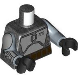 LEGO part 973c24h03pr0002 Torso, Sand Blue Arms, Black Hands with print in Titanium Metallic / Pearl Titanium