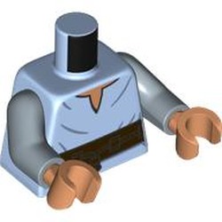 LEGO part 973c24h13pr0001 Torso, Sand Blue Arms, Nougat Hands with print in Light Royal Blue/ Bright Light Blue