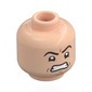 Minifig Head Peter Parker, Black Eyebrows, Open Mouth Smile, Raised Eyebrow / Angry Scowl