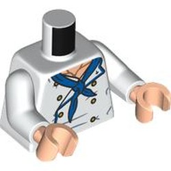 LEGO part 973c27h02pr0014 Torso, White Arms, Light Nougat Hands with print in White