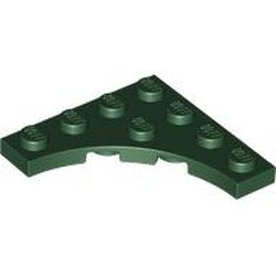 LEGO part 35044 Plate Special 4 x 4 with 3 x 3 Quarter Round Cutout in Earth Green/ Dark Green