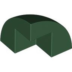 LEGO part 5906 Brick Round Corner, Curved 2 x 2 x 1 2/3 Quarter Dome with 1 Cutout in Earth Green/ Dark Green