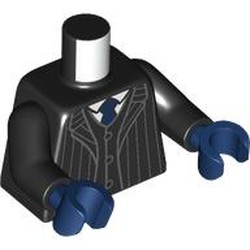LEGO part 973c03h05pr0003 Torso, Black Arms, Dark Blue Hands with print in Black