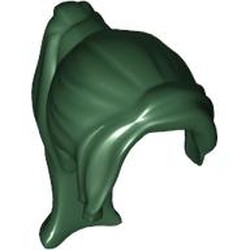 LEGO part 62696 Hair Ponytail Long with Side Bangs in Earth Green/ Dark Green