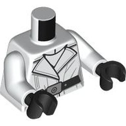 LEGO part 973c27h03pr0018 Torso, White Arms, Black Hands with print in White
