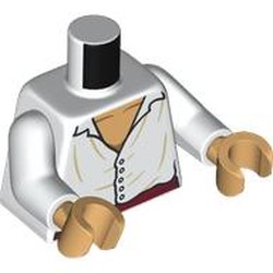 LEGO part 973c27h70pr0002 Torso, White Arms, Warm Tan Hands with print in White