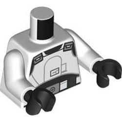 LEGO part 973c27h03pr0017 Torso, White Arms, Black Hands with print in White
