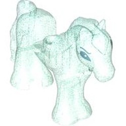 LEGO part 76515pr0002 Animal, Horse / Foal, 1 x 1 Cutout with Black Eyes print in Transparent Blue with Opalescence/ Satin Trans-Light Blue