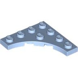 LEGO part 35044 Plate Special 4 x 4 with 3 x 3 Quarter Round Cutout in Light Royal Blue/ Bright Light Blue