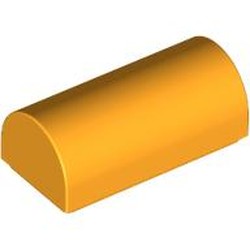 LEGO part 3563 Brick Curved 1 x 2 x 2/3 Double Curved Top, No Studs in Flame Yellowish Orange/ Bright Light Orange