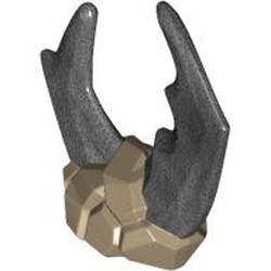 LEGO part 7551pat0001 Headwear, Pearl Titanium Beetle Claws Pattern in Sand Yellow/ Dark Tan