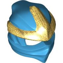 LEGO part  Wrap with Forehead Ridge with Gold 3 Point Emblem, Bow in Back pattern in Dark Azure