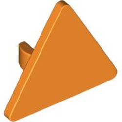 LEGO part 65676 Road Sign Clip-on 2.2 x 2.667 Triangular with Open O Clip in Bright Orange/ Orange