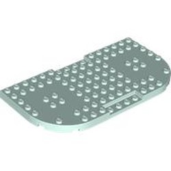 LEGO part 74166 Plate Special 8 x 16 x 2/3, Two Rounded Corners, Reduced Stud Sections in Aqua/ Light Aqua