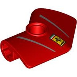 LEGO part 7427pr0001 Technic Panel Fairing 2 x 3 x 1 #4 Angled 135° with Silver Stripes, Ferrari Logo print in Bright Red/ Red