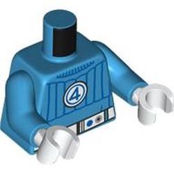 LEGO part 973c04h27pr0002 Torso, Dark Azure Arms, White Hands with print in Dark Azure