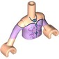 Minidoll Torso Girl with Light Nougat Arms and Hands with Lavender Dress, Flowers, Dark Blue Trim, Silver Necklace print