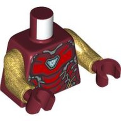 LEGO part 973c21h10pr0001 Torso, Pearl Gold Arms, Dark Red Hands with print in Dark Red