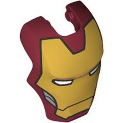 LEGO part 80430pr0005 Headwear Accessory Visor Top Hinge, Rounded with print in Dark Red