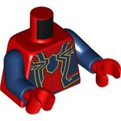 LEGO part 973c05h22pr0004 Torso, Dark Blue Arms, Red Hands with print in Bright Red/ Red
