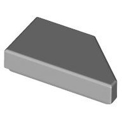 LEGO part 5091 Tile 1 x 2 with Stud Notch Left in Medium Stone Grey/ Light Bluish Gray