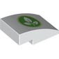 Slope Curved 3 x 2 No Studs with White Leaves on Bright Green Background, Lime Circle print