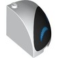 Brick Round Corner 4 x 4 x 3 Quarter Dome Top with Blue Droid Eyes on Black Background print