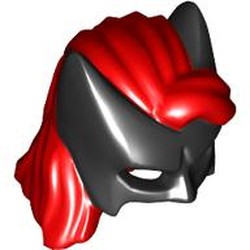 LEGO part 39016pat0001 Hair and Mask, Batwoman Cowl, Long Red Hair on Top Pattern in Bright Red/ Red