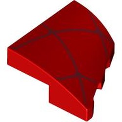 LEGO part 5095pr0004 Slope Curved 2 x 2 with Stud Notch Left with Dark Red Webs print in Bright Red/ Red