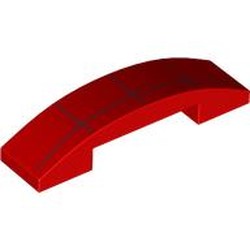 LEGO part 93273pr0028 Slope Curved 4 x 1 Double with Dark Red Webs print in Bright Red/ Red