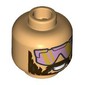 Minifig Head Garrett, Black Eyebrows, Thick Dark Brown Beard, Open Mouth Scream / Metal Pink/Gold Visors, Smile