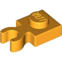 LEGO part 60897 Plate Special 1 x 1 with Clip Vertical [Thick Open O Clip] in Flame Yellowish Orange/ Bright Light Orange
