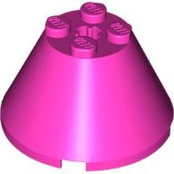 LEGO part 3943b Cone 4 x 4 x 2, Axle Hole [Plain] in Bright Purple/ Dark Pink