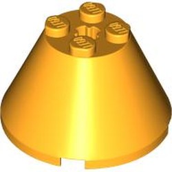 LEGO part 3943b Cone 4 x 4 x 2, Axle Hole [Plain] in Flame Yellowish Orange/ Bright Light Orange