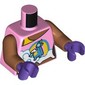 Torso, Bright Pink Top, Yellow Strap, Dark Azure Unicorn on Clouds print, Sienna Brown Arms, Dark Purple Hands