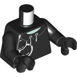 LEGO part 973c03h03pr0102 Torso, Black Arms and Hands with print in Black