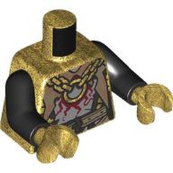 LEGO part 973c03h21pr0004 Torso, Black Arms, Pearl Gold Hands with print in Warm Gold/ Pearl Gold