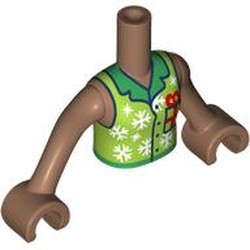 LEGO part 92456c16pr0015 Minidoll Torso Girl with Medium Brown Arms and Hands with print in Medium Brown