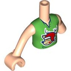 LEGO part 100811c01pr0008 Minidoll Torso with Left Limb Reduction with Light Nougat Arms and Hand with print in Light Nougat
