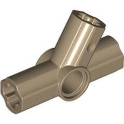 LEGO part 7329 Technic Axle and Pin Connector Angled Triple - 60° in Sand Yellow/ Dark Tan