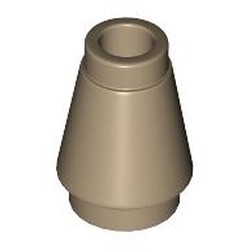 LEGO part 59900 Cone 1 x 1 [Top Groove] in Sand Yellow/ Dark Tan