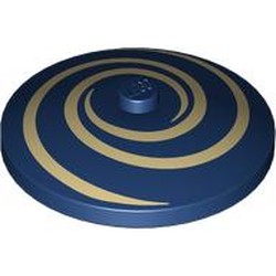 LEGO part 3960pr0060 Dish 4 x 4 Inverted with Tan Swirls print in Earth Blue/ Dark Blue
