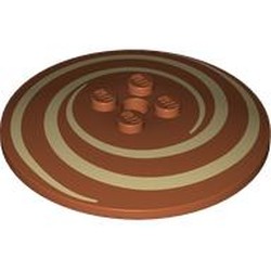 LEGO part 44375bpr0020 Dish 6 x 6 Inverted (Radar) with Tan Swirls print in Dark Orange