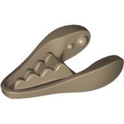 LEGO part 49418 Animal Body Part, Dinosaur, Dilophosaurus / Gallimimus Lower Jaw with Teeth [Plain] in Sand Yellow/ Dark Tan