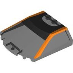 LEGO part 65633pr0017 Windscreen 6 x 6 x 1 1/3 with Orange Frame print in Trans-Black