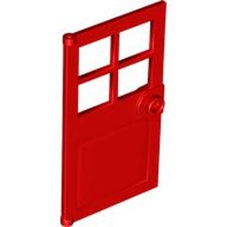 LEGO part 60623 Door 1 x 4 x 6 with 4 Panes and Stud Handle in Bright Red/ Red