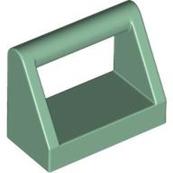 LEGO part 2432 Tile Special 1 x 2 with Handle in Sand Green